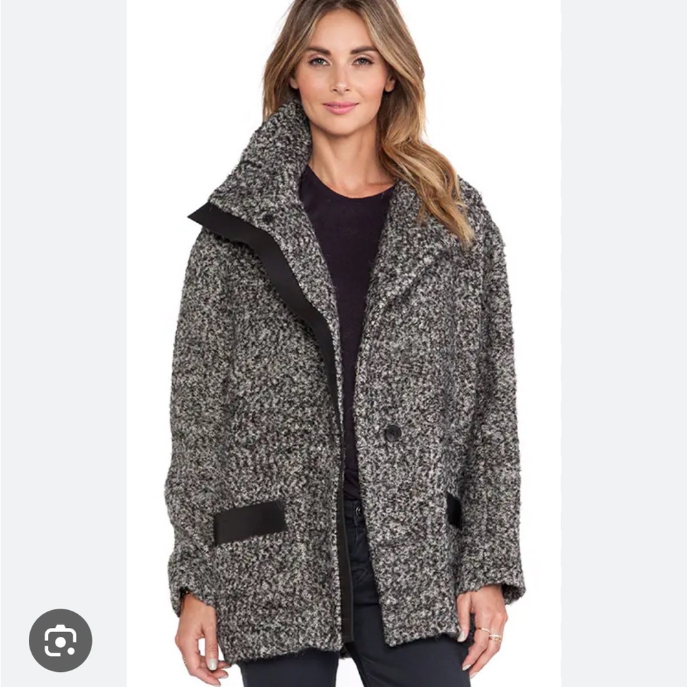 IRO Women's Black and Gray Tweed Coat